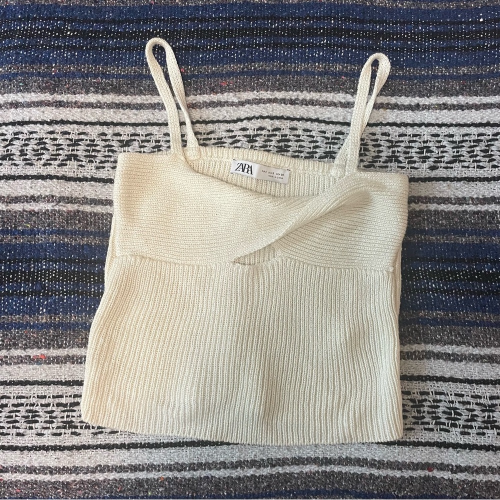 NWOT Zara Cream Knit Tank Top